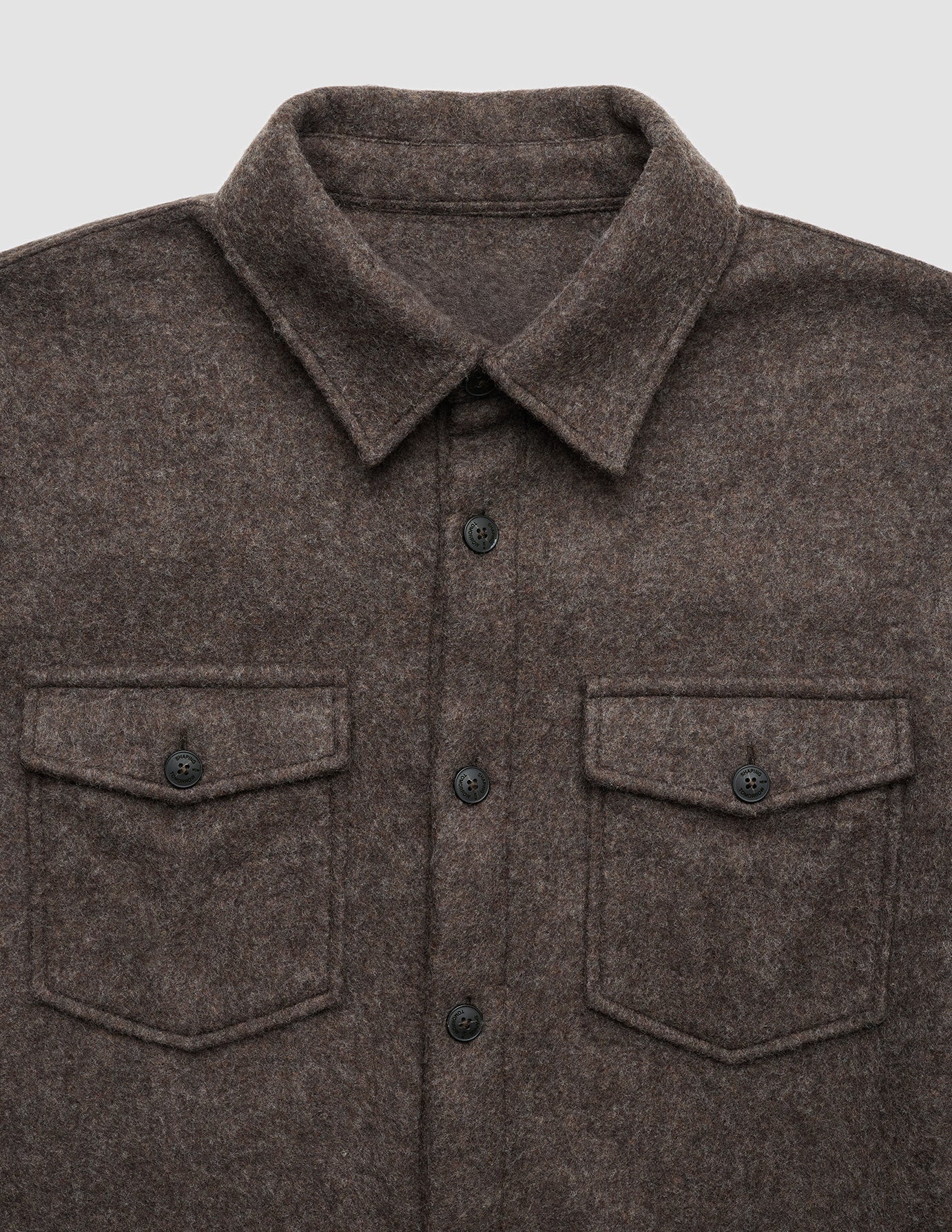 Double Layer Wool Overshirt Saddle Brown