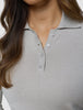 Women's Elevated Knit Polo Cold Beige Melange