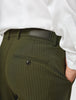 Essential Suit Pants Regular Moss Green Pinstripe