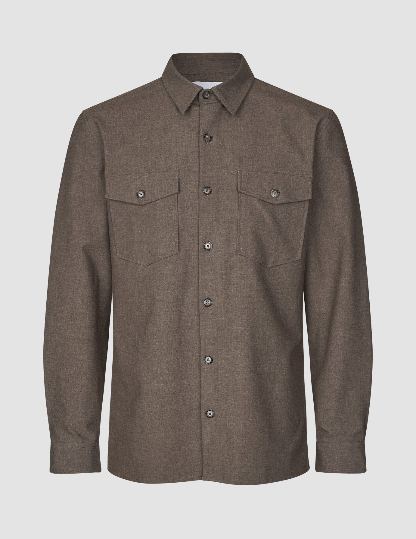 Essential Overshirt Saddle Brown Melange