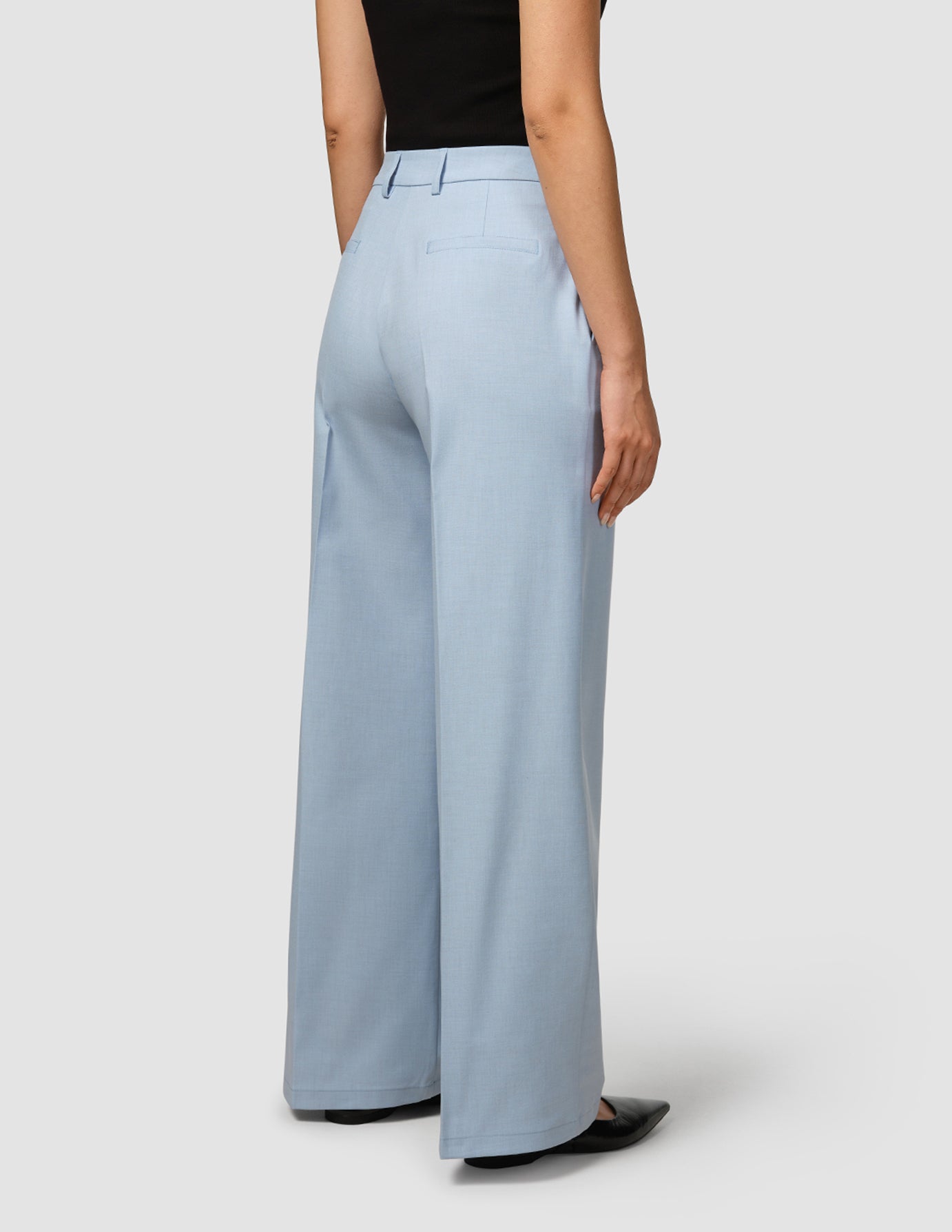 Essential Pants Wide Sky Blue Melange