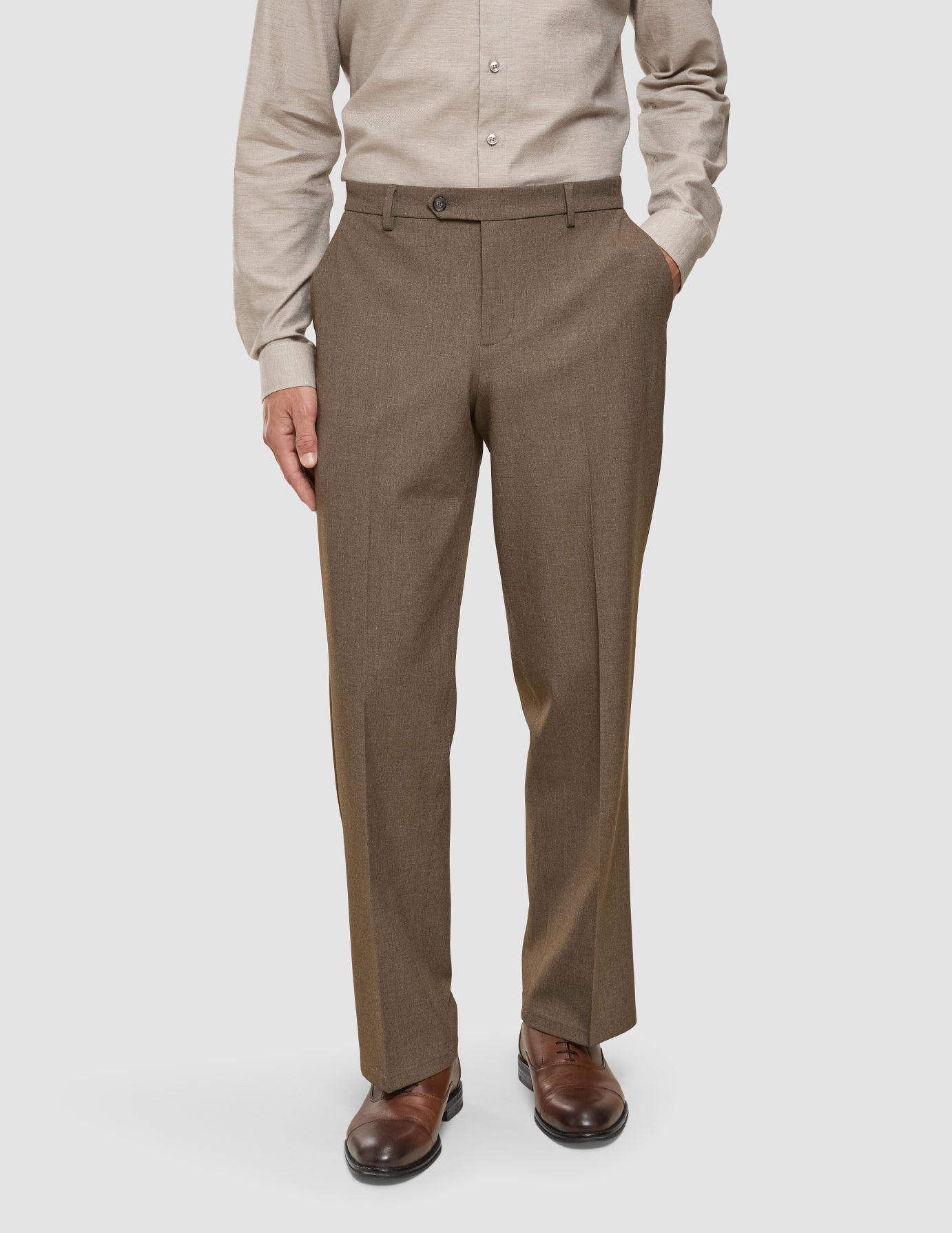 Essential Suit Pants Relaxed Fit Saddle Brown Melange