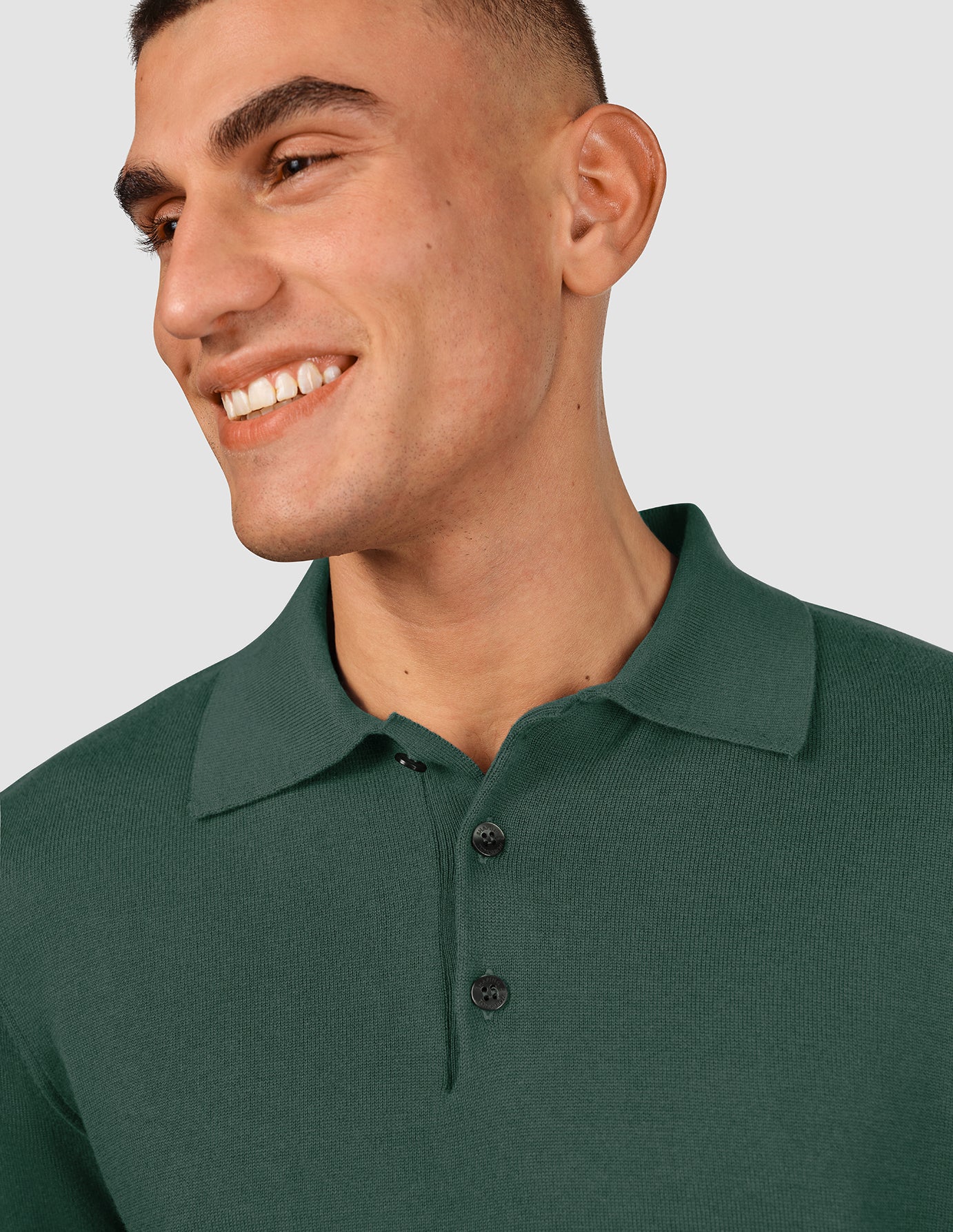 Everyday Knit Long Sleeve Polo Shadow Green