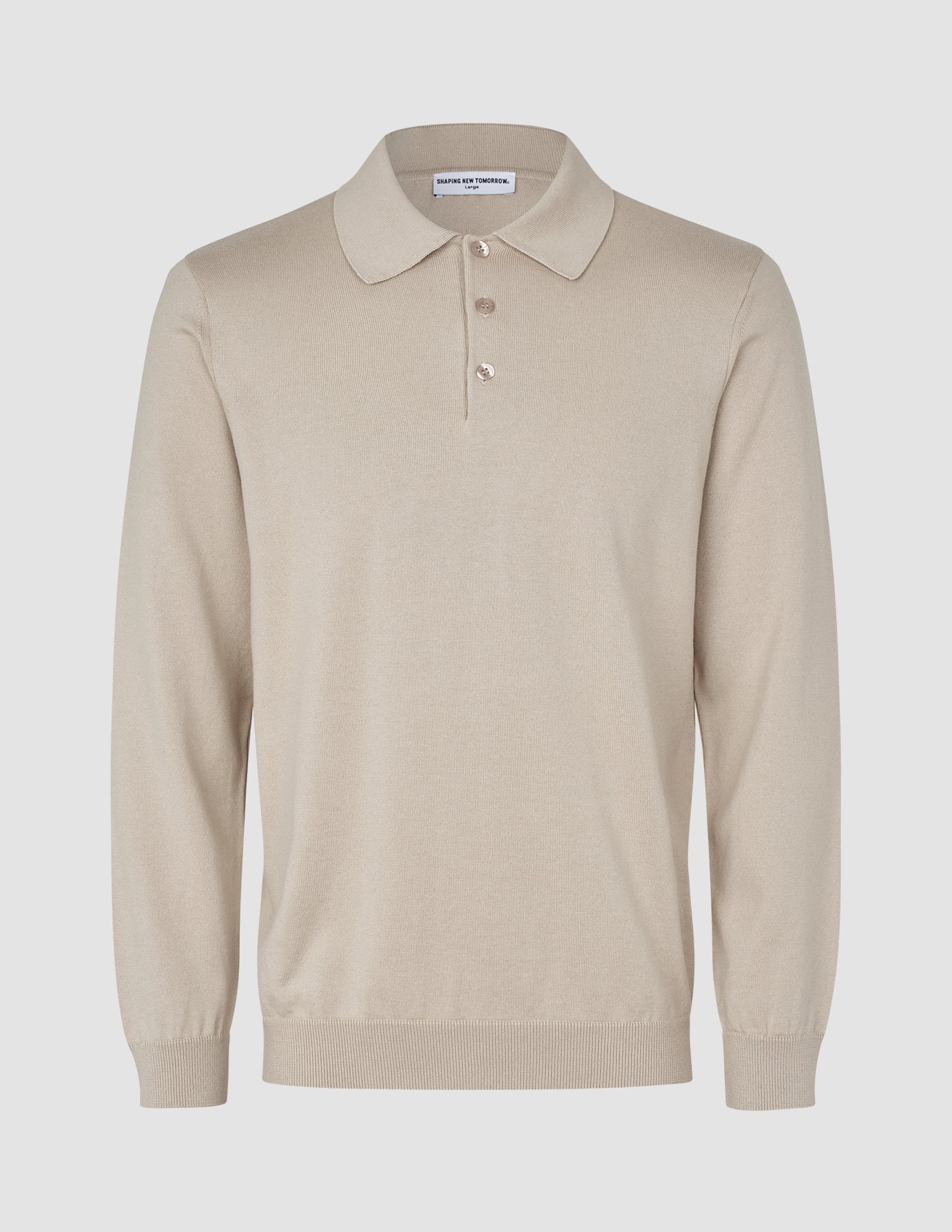 Everyday Knit Long Sleeve Polo Birchwood