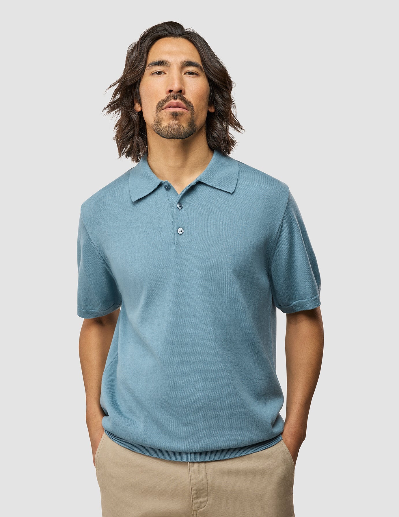 Everyday Knit Short Sleeve Polo Blue Mirage