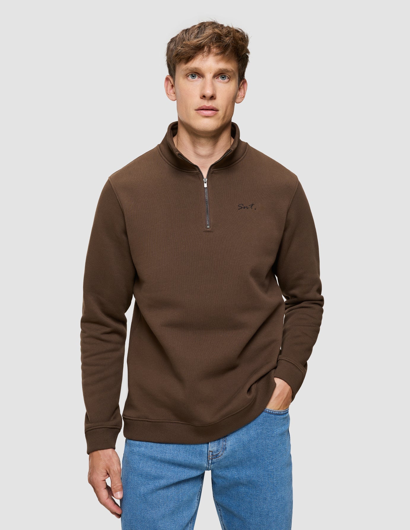 Everyday Half Zip Saddle Brown