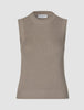 Women's Fine Knit Rib Vest Dark Sand