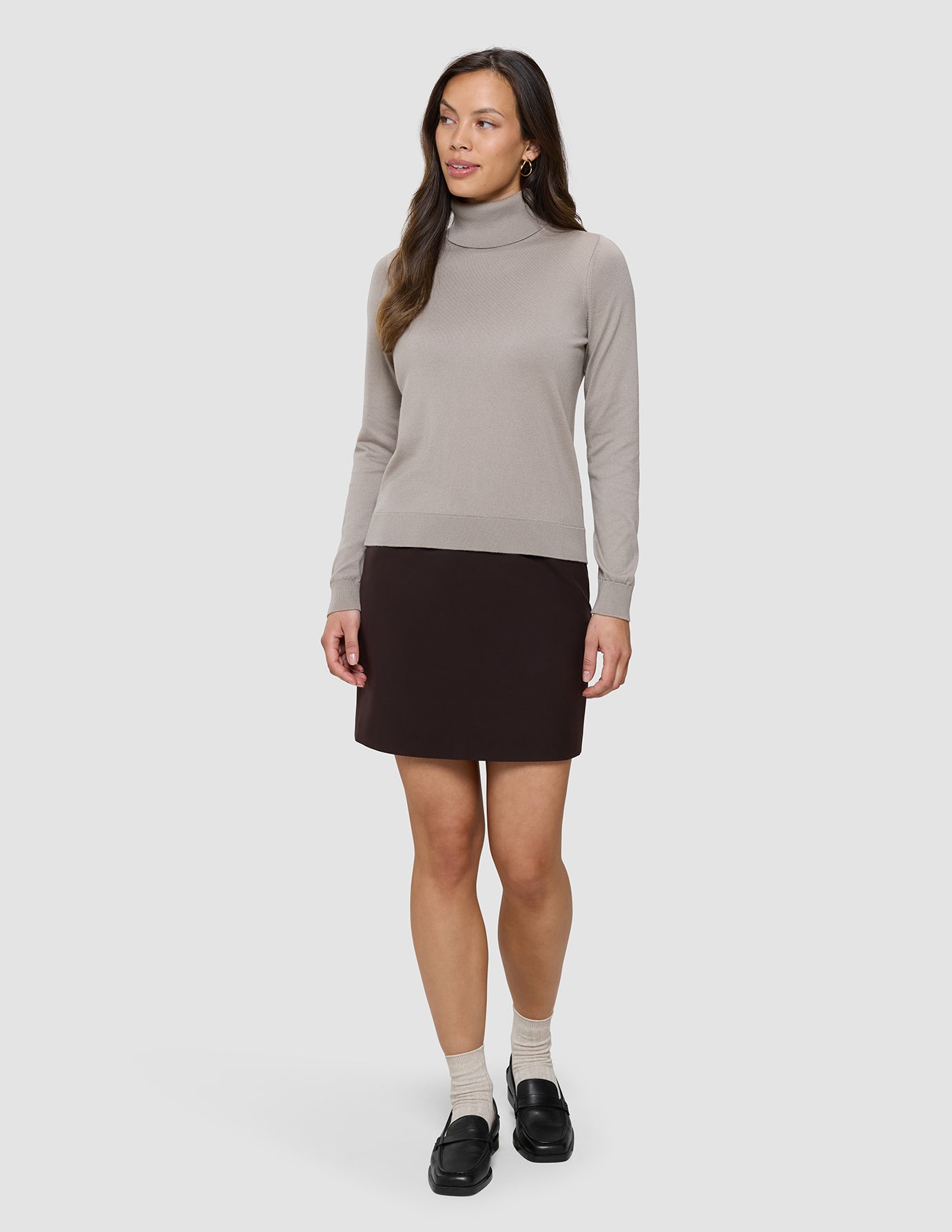 Fine Knit Turtleneck Dark Sand