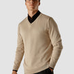 Fine Knit V-neck Khaki Molinaire