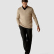 Fine Knit V-neck Khaki Molinaire