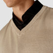 Fine Knit V-neck Khaki Molinaire