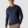 Fine Knit V-neck Navy