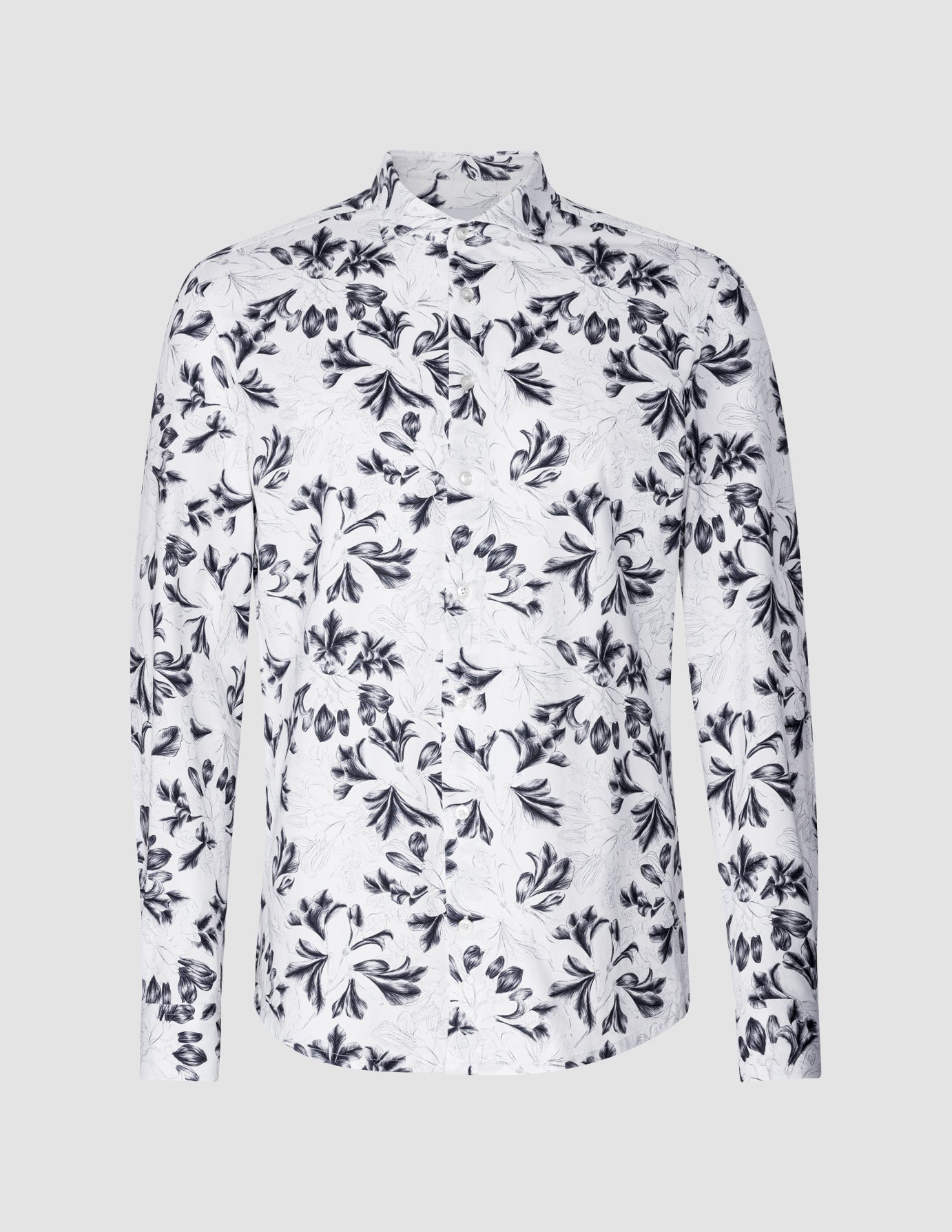 Lightweight Classic Shirt Navy Flower Slim