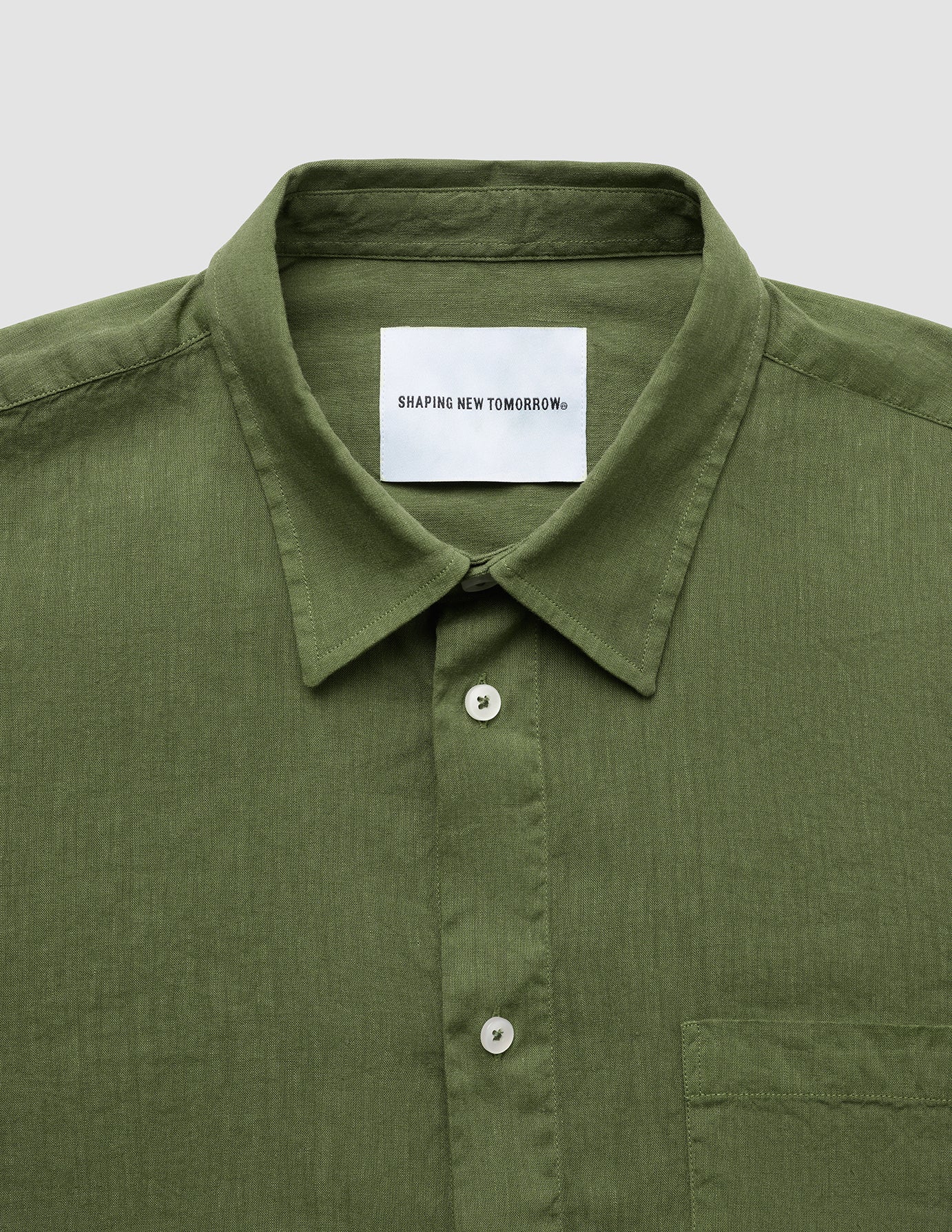 Refined Linen Long Sleeve Shirt Clover Green