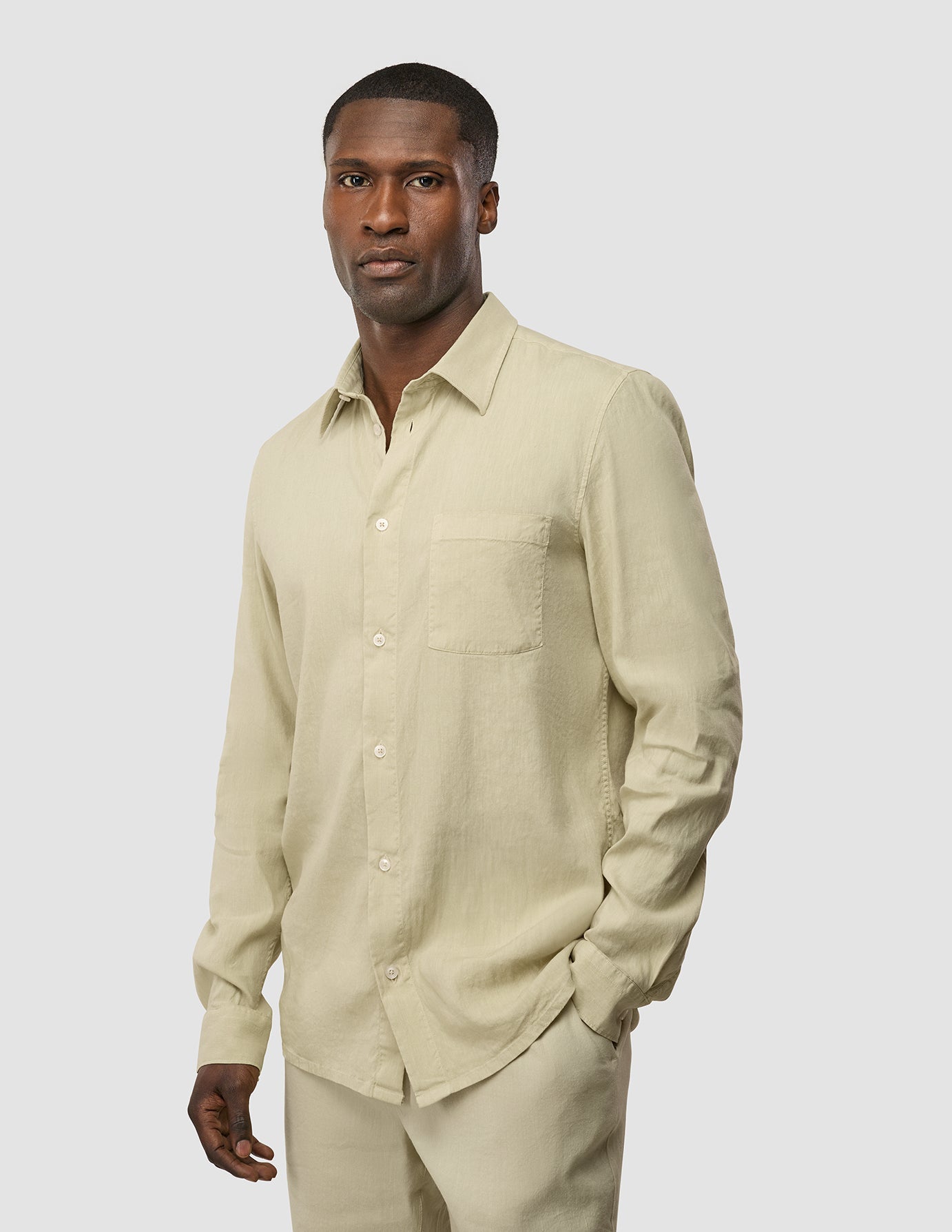 Refined Linen Long Sleeve Shirt Soft Sand