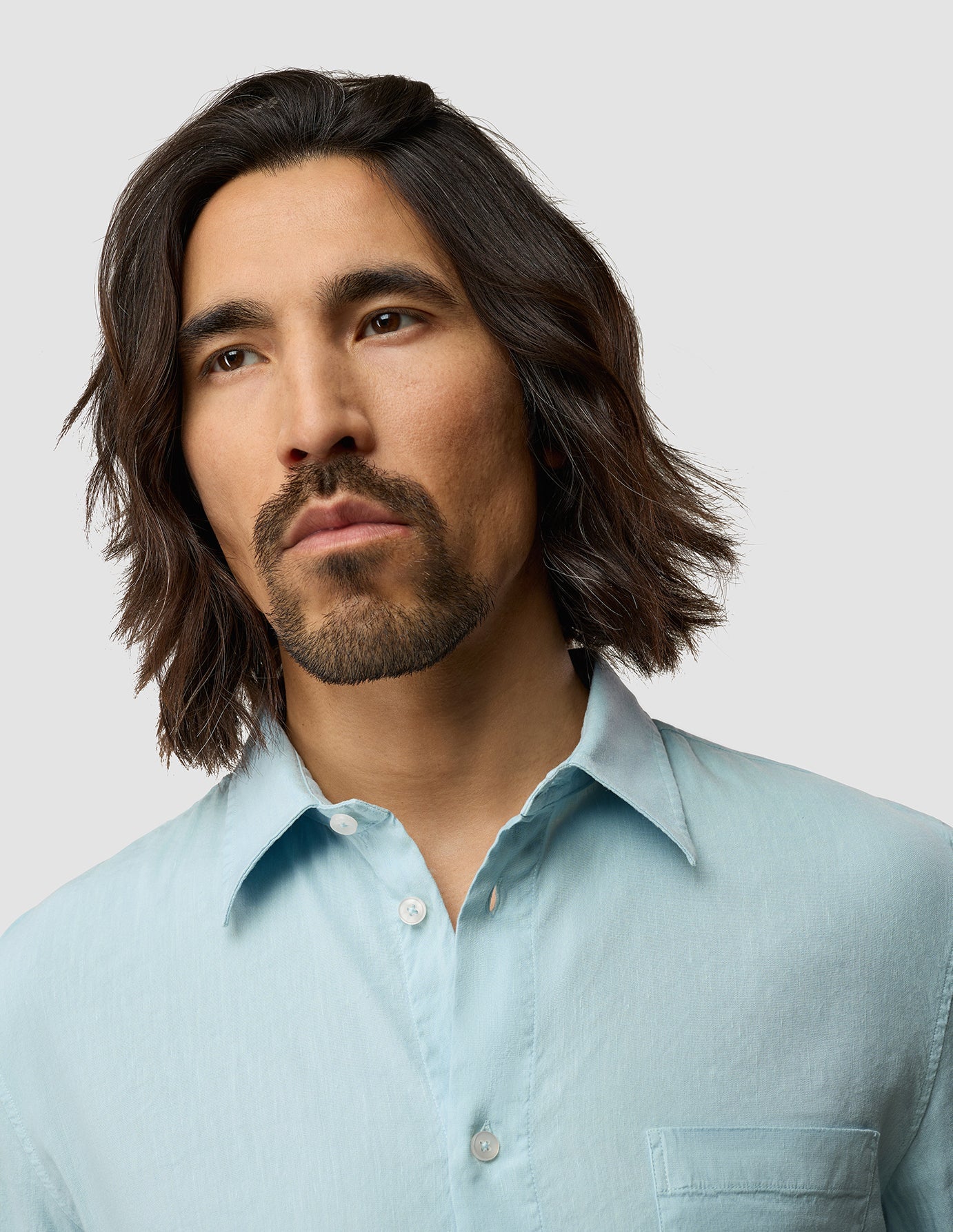 Refined Linen Long Sleeve Shirt Sky Blue