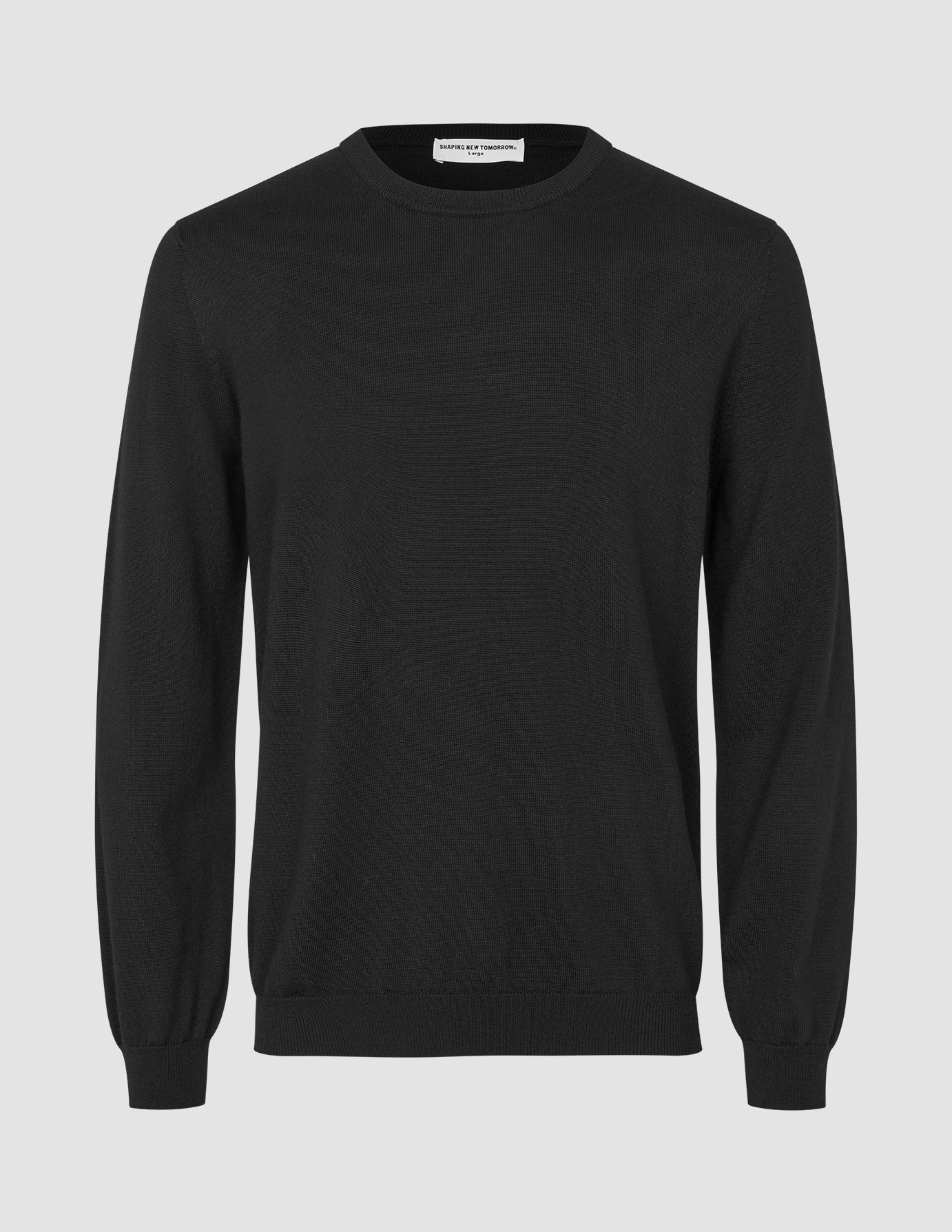Seamless Premium Merino Knit Crewneck Black