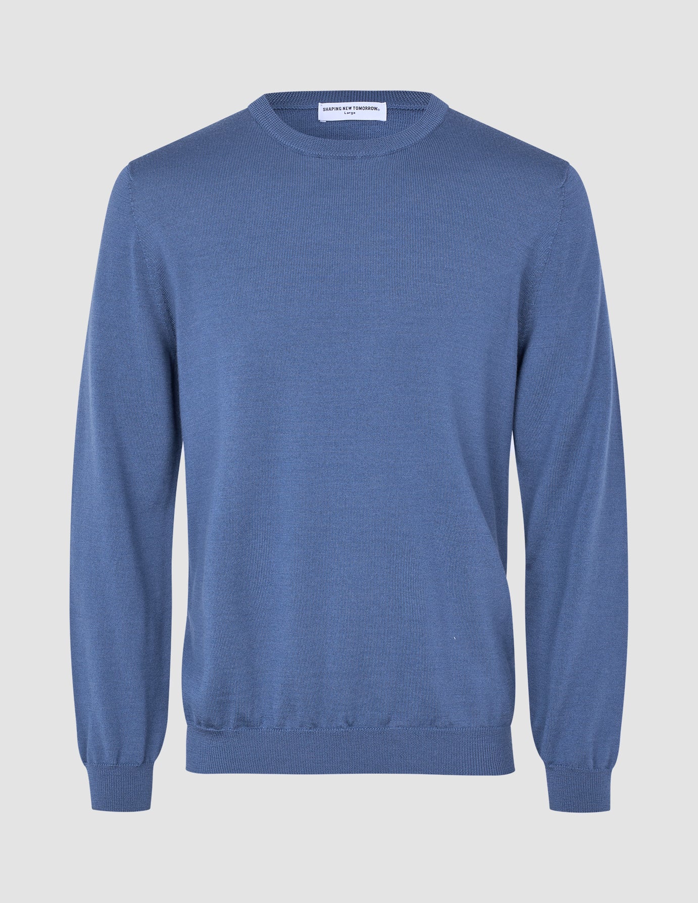 Seamless Premium Merino Knit Crewneck Dusky Blue