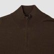 Seamless Premium Merino Knit Half Zip Saddle Brown