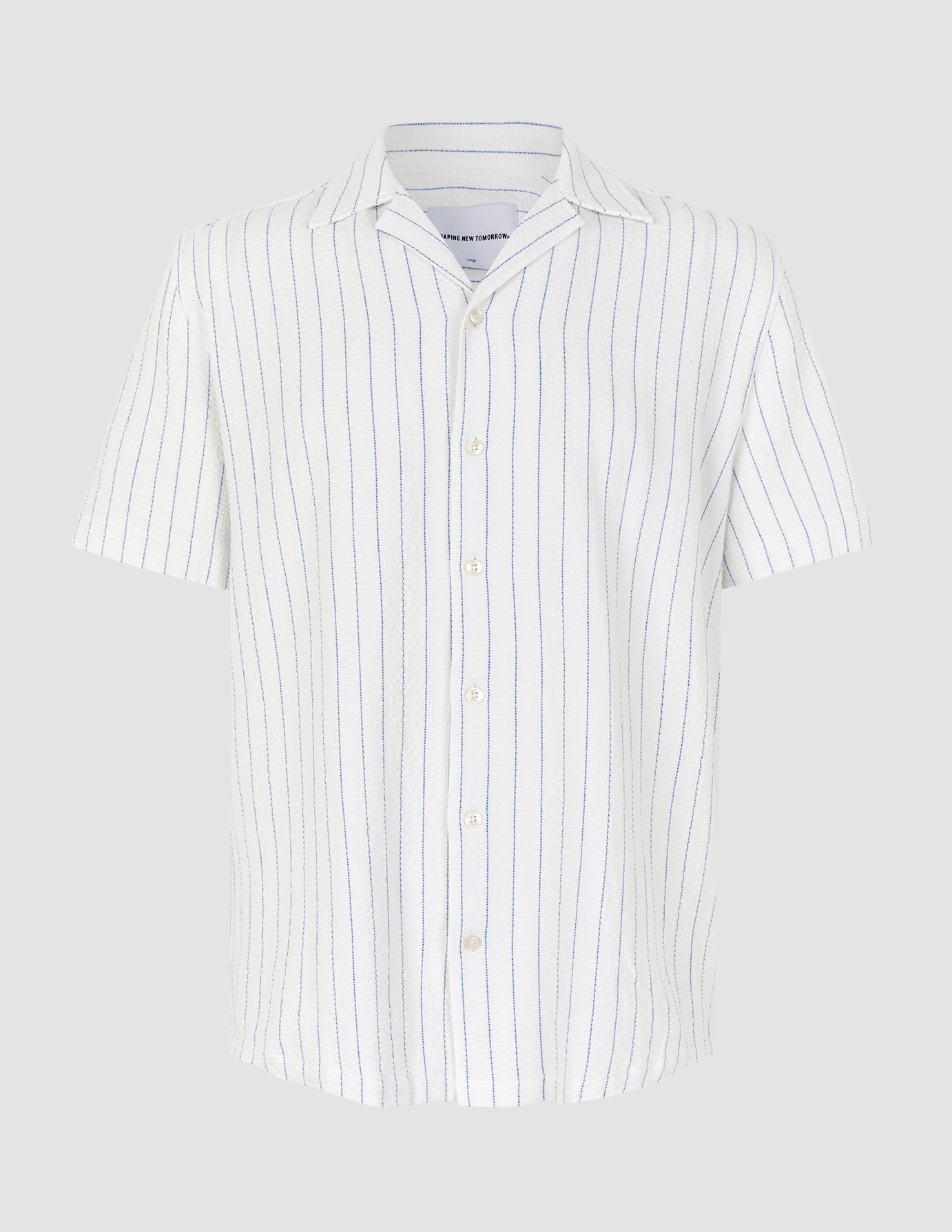 Seersucker Short Sleeve Shirt Blue Stripes