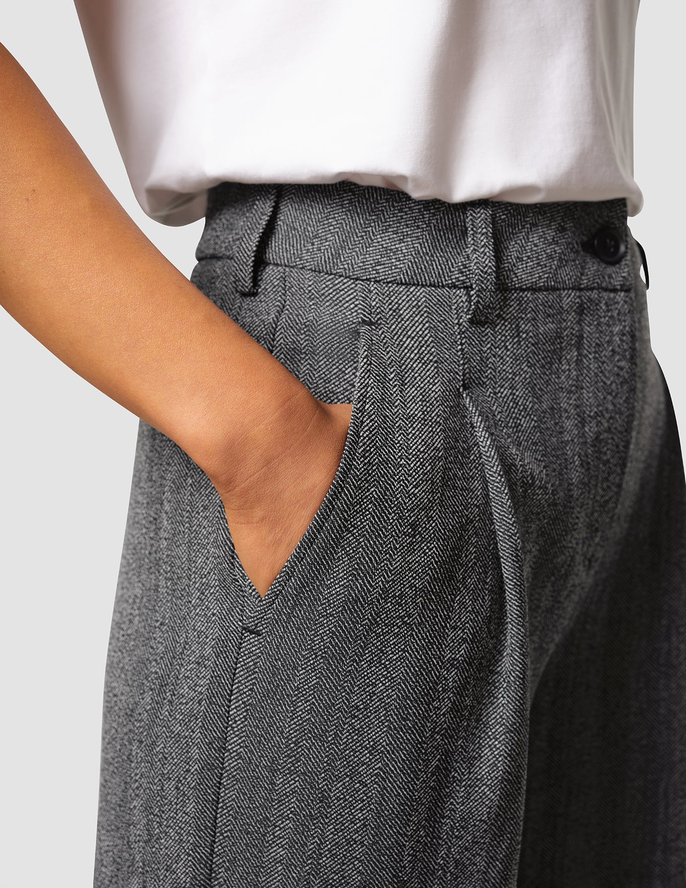 Serene Pants Wide Grey Herringbone