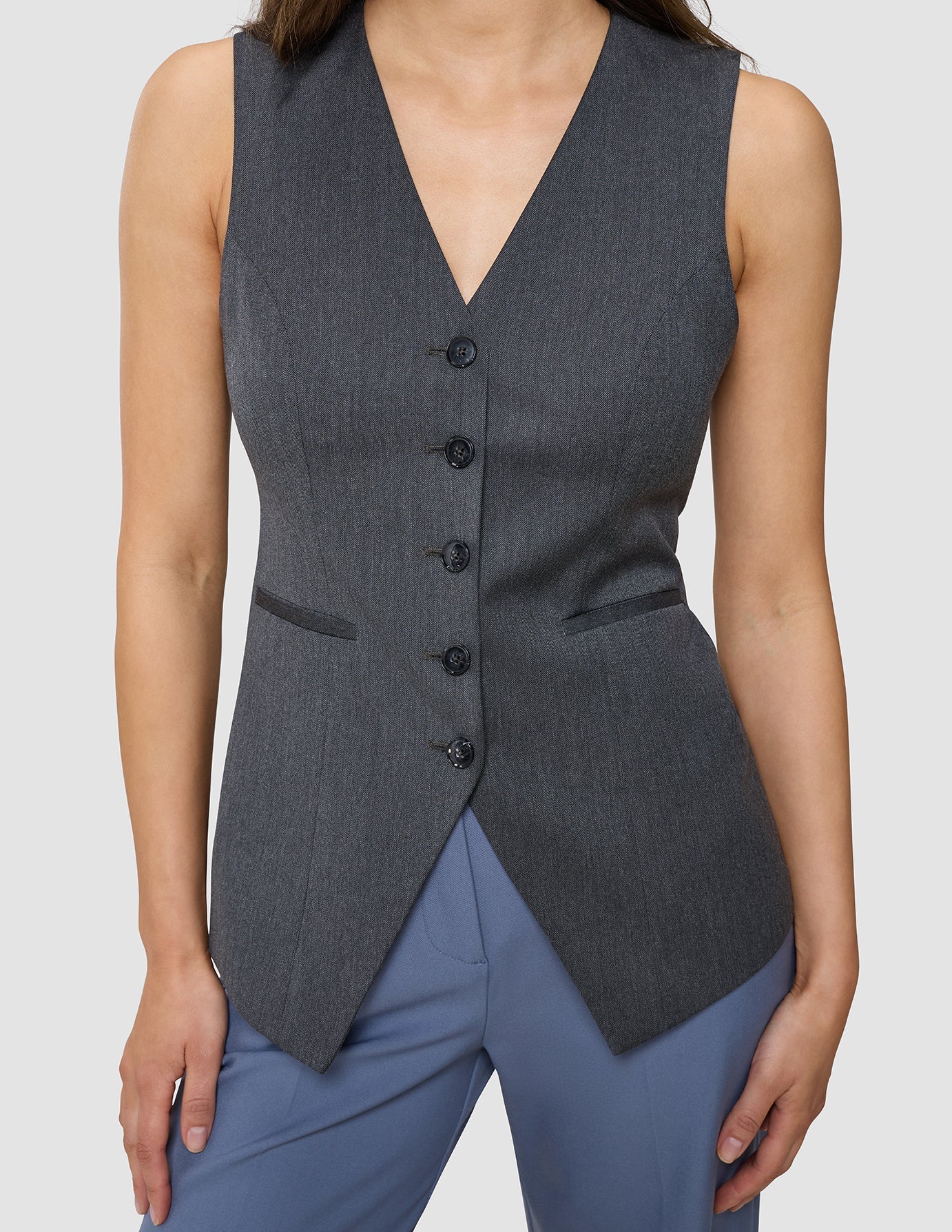 Women's Skye Long Vest Charcoal Melange