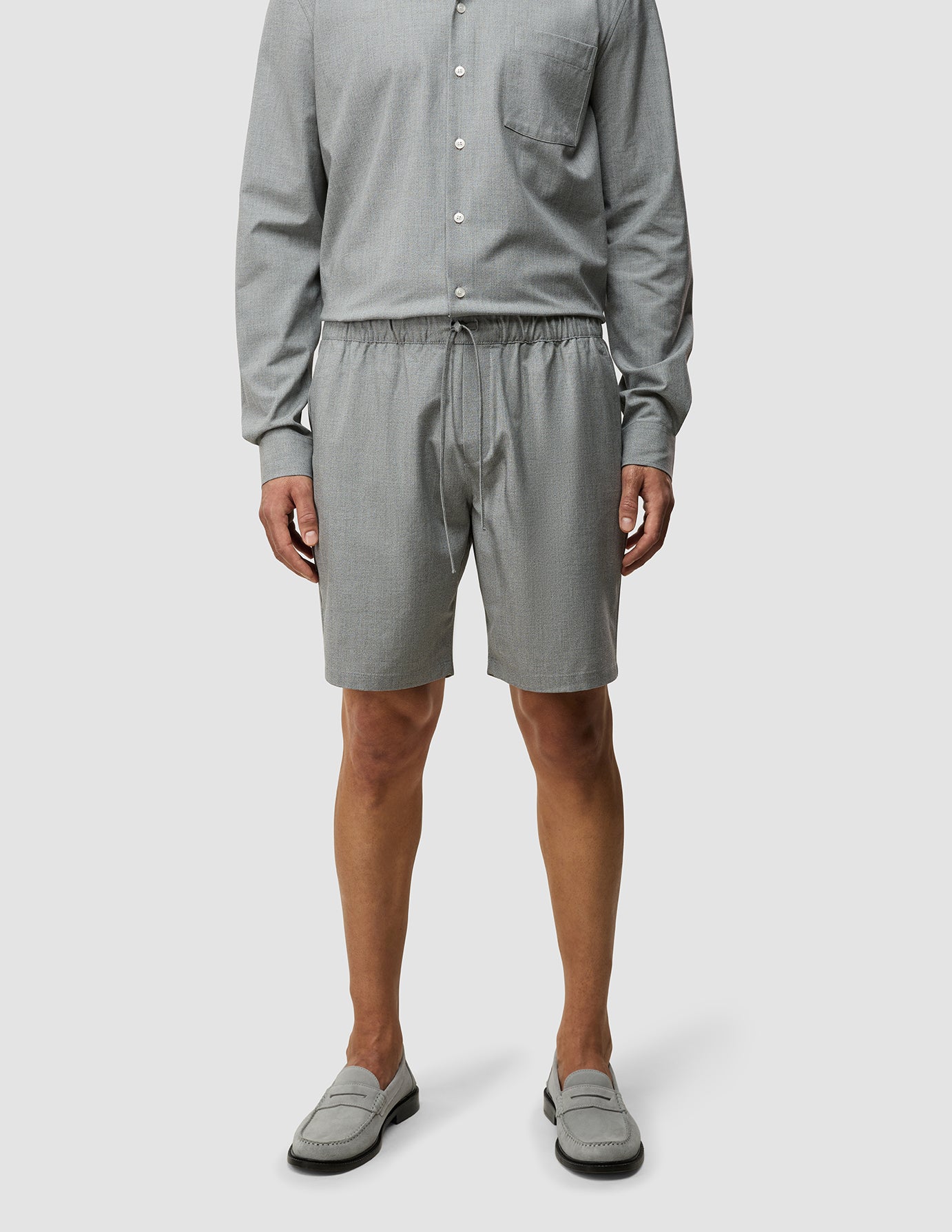 Tech Linen Elastic Shorts Charcoal