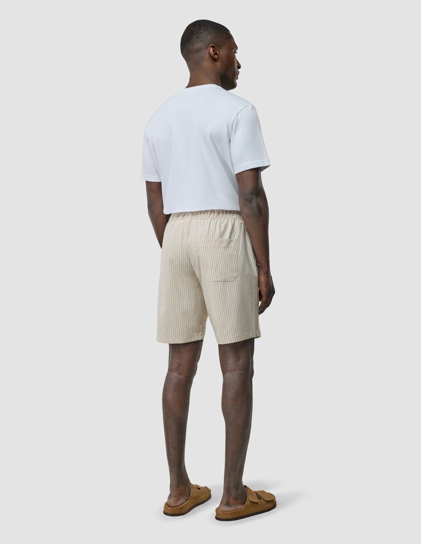 Tech Linen Elastic Shorts Sandshell Stripe