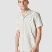 Tech Linen Bowling Short Sleeve Shirt Navy Pinstripe