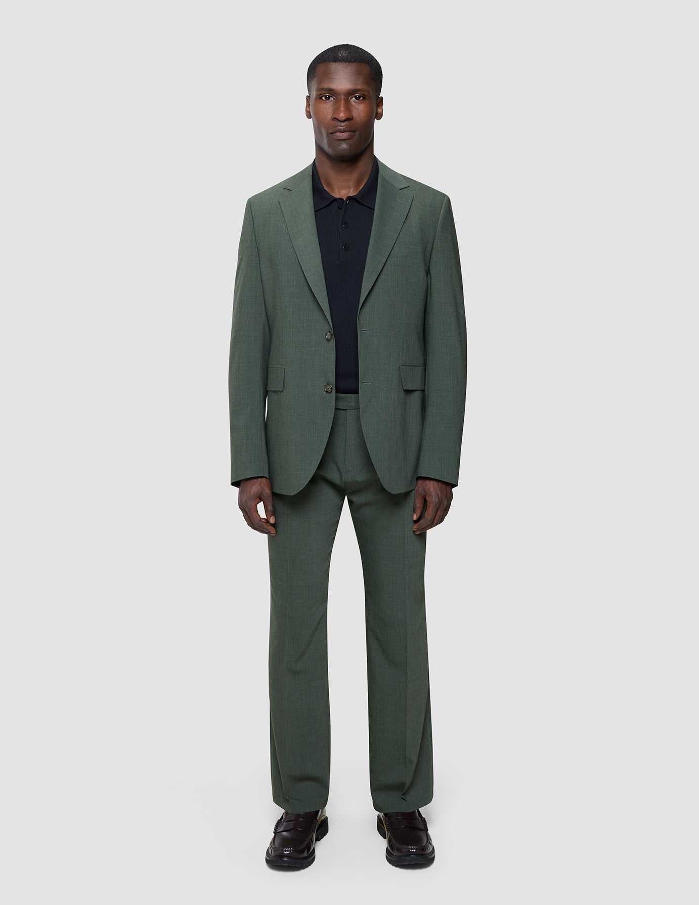 Tech Wool Suit Pants Relaxed Fit Green Night