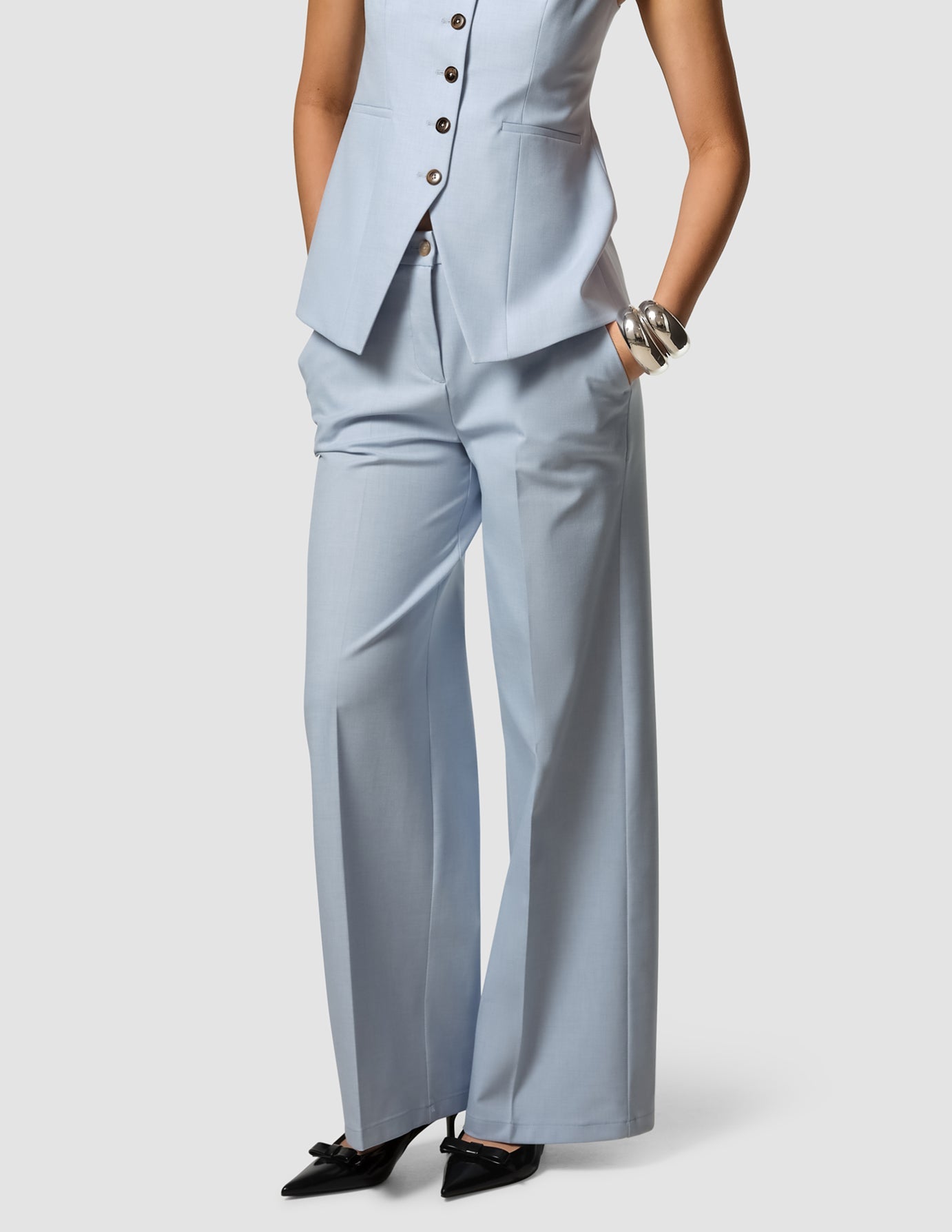 Essential Set Long Vest & Wide Pants