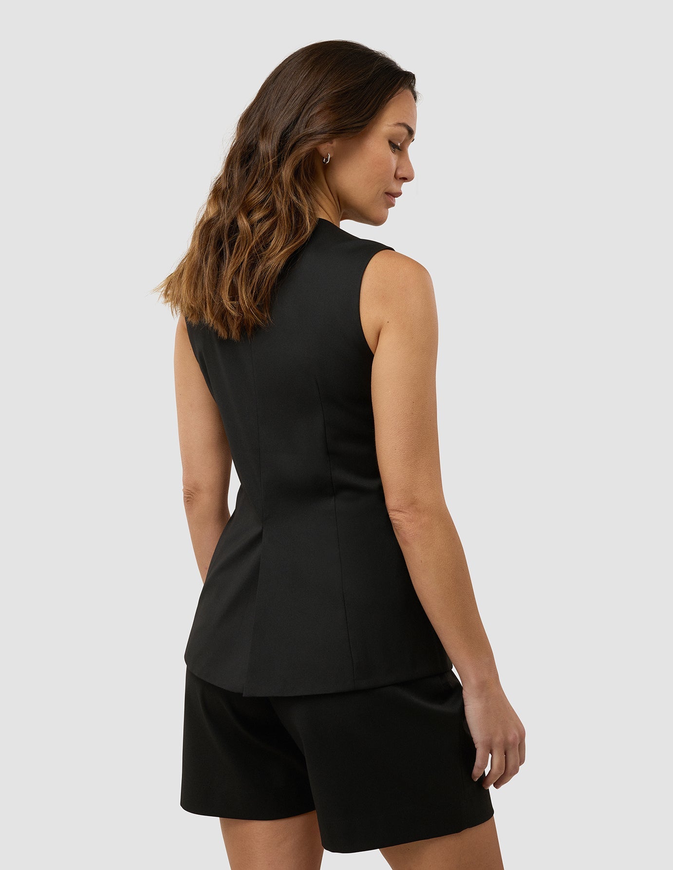 Skye Set Black Long Vest & Shorts