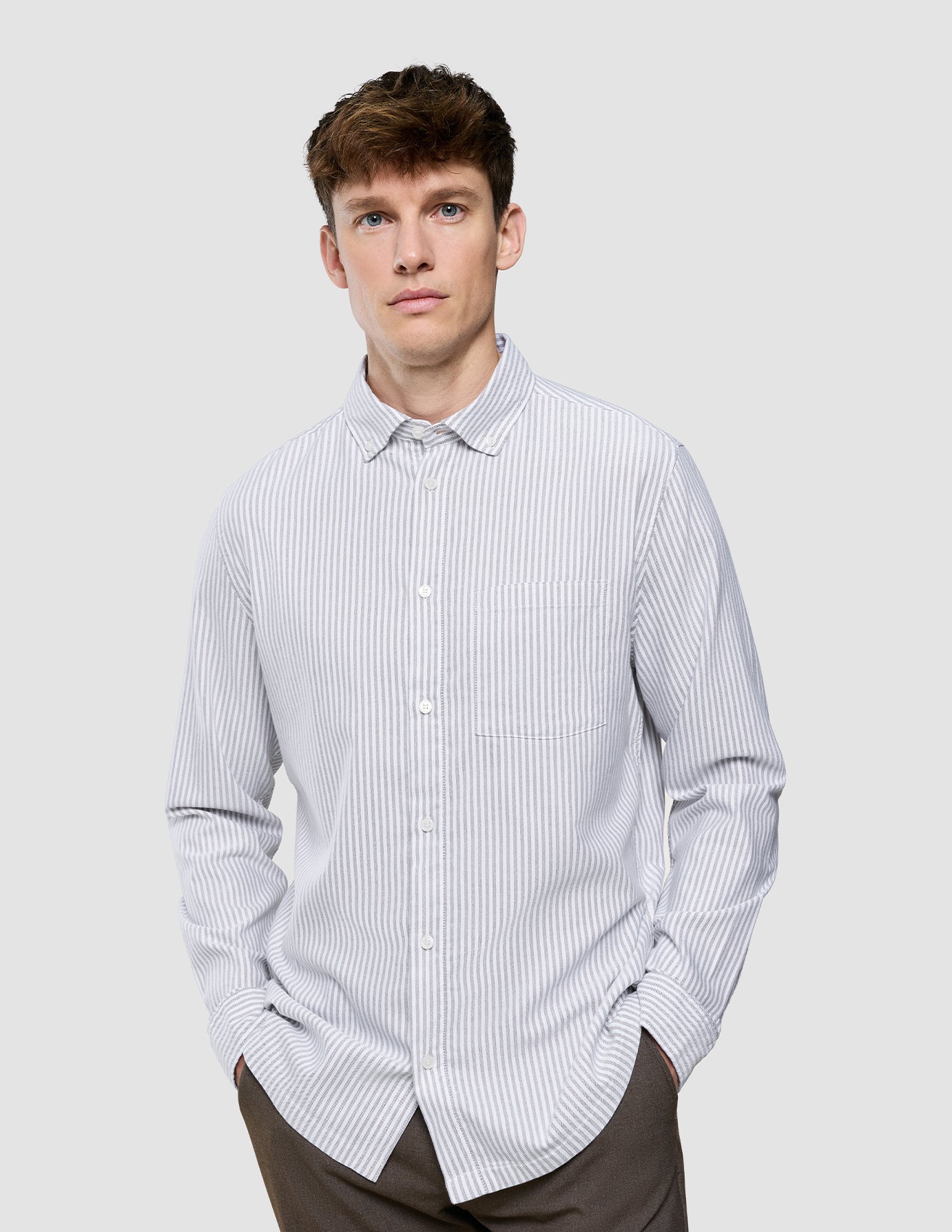 All-Day Oxford Shirt Beige Stripes