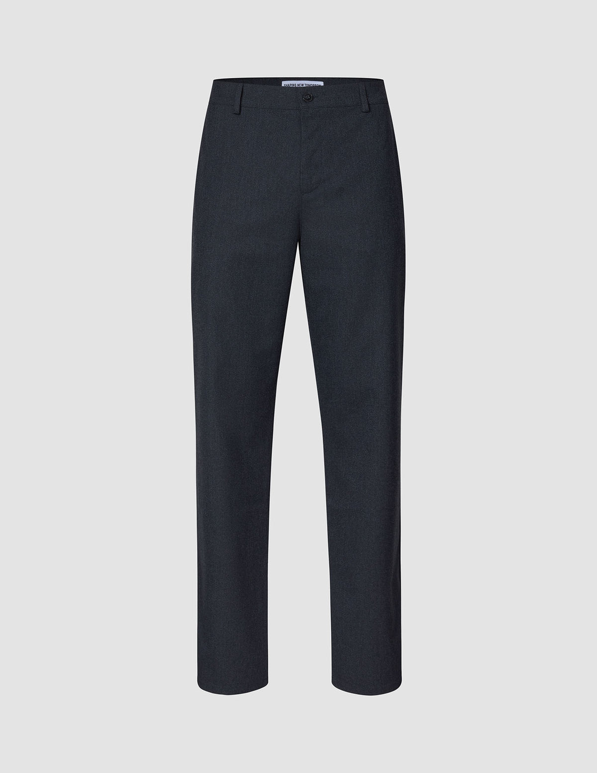 Atelier-bukser i avslappet passform, mørk marineblå, i brutt twill med knappelukking og beltehemper.