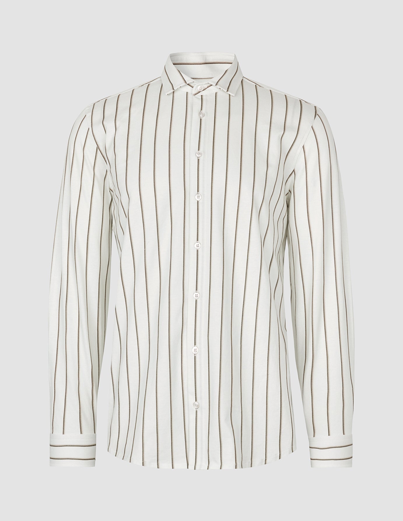Classic Shirt Sand Herringbone Stripes Regular