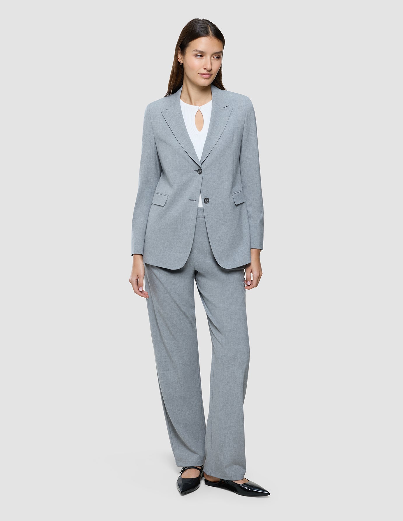 Women Ease Blazer Steel Melange
