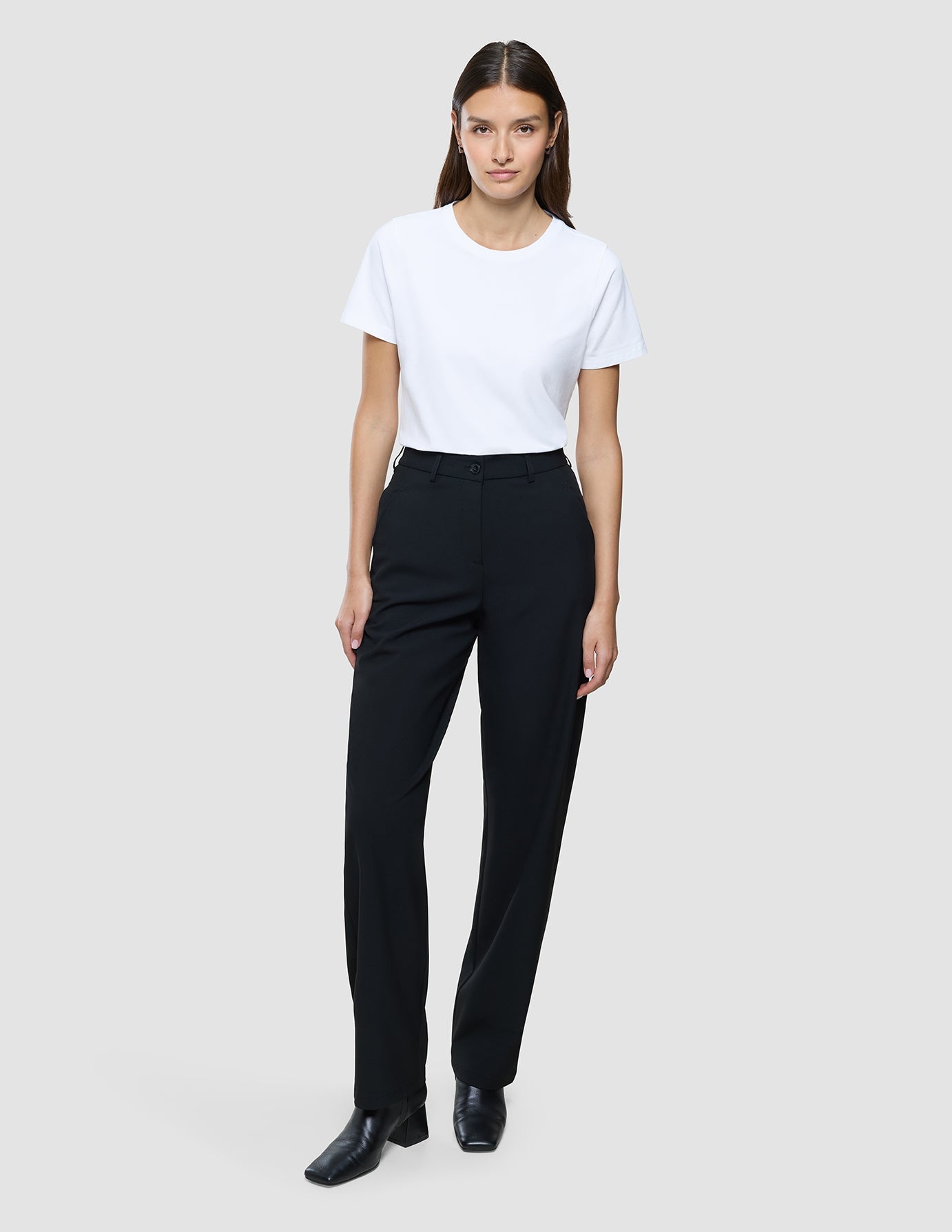 Women Ease Pants Straight Black