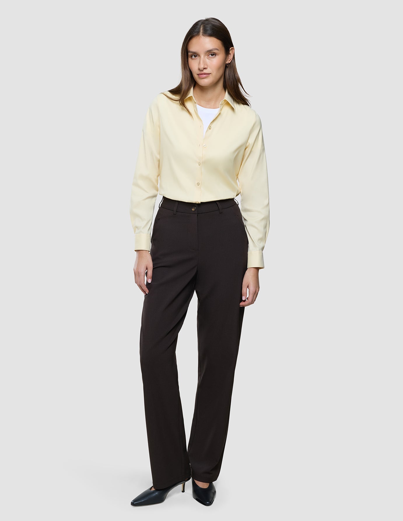 Women Ease Pants Straight Mocha Melange