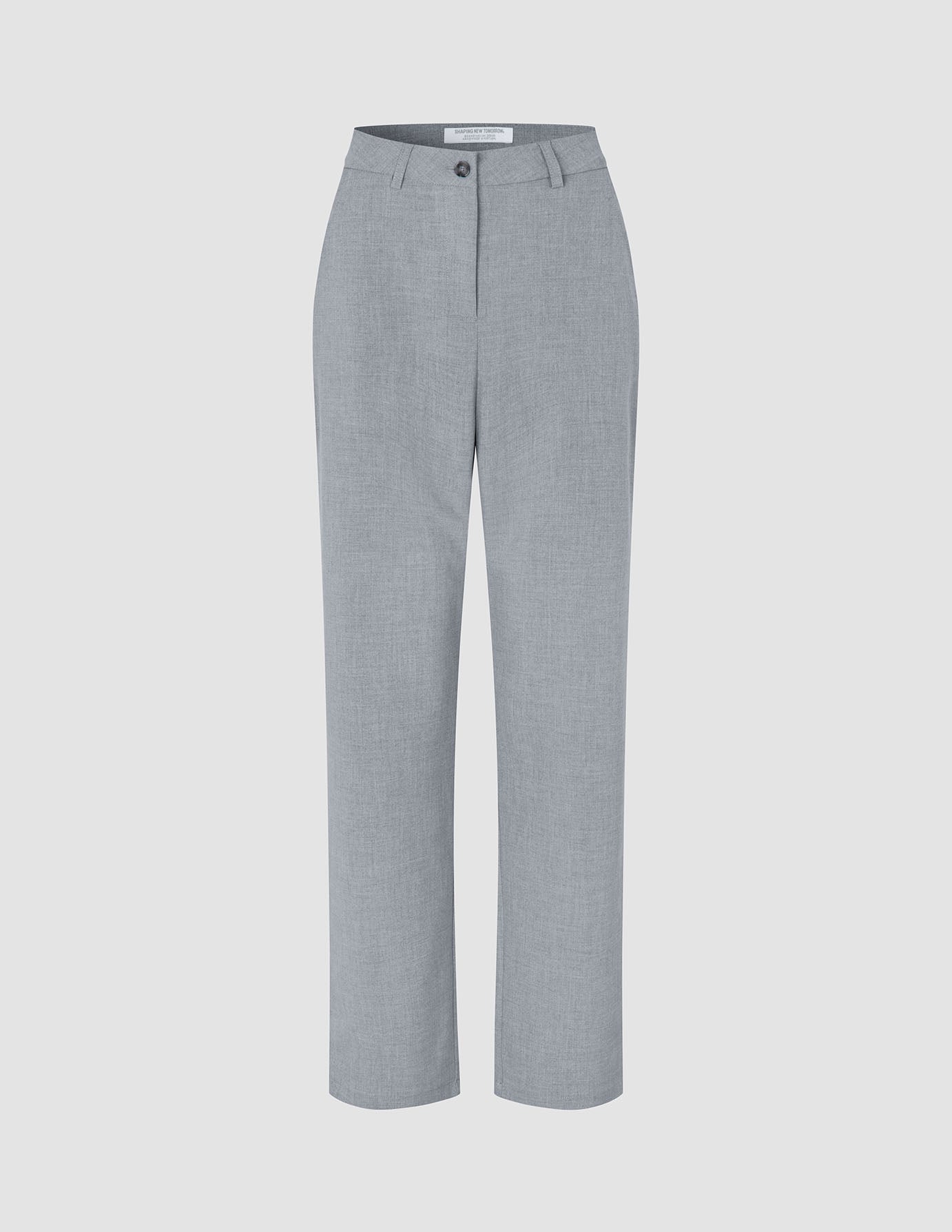 Women Ease Pants Straight Steel Melange