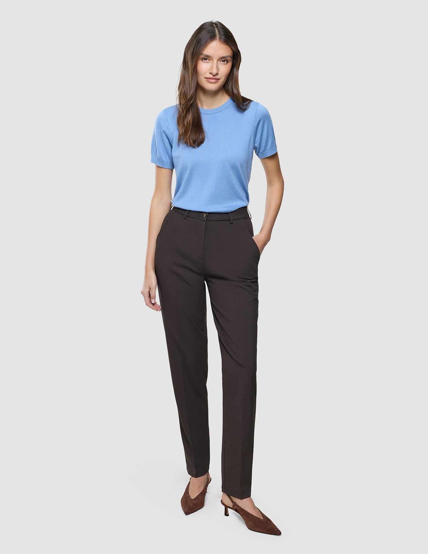 Women Ease Pants Tapered Mocha Melange