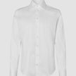 Elevated Shirt White Slim: Langermet skjorte i Pima-bomull med knapper og spredt krage.
