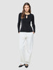 Women Fine Knit Rib Long Sleeve Black