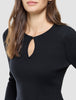 Women Fine Knit Rib Long Sleeve Black