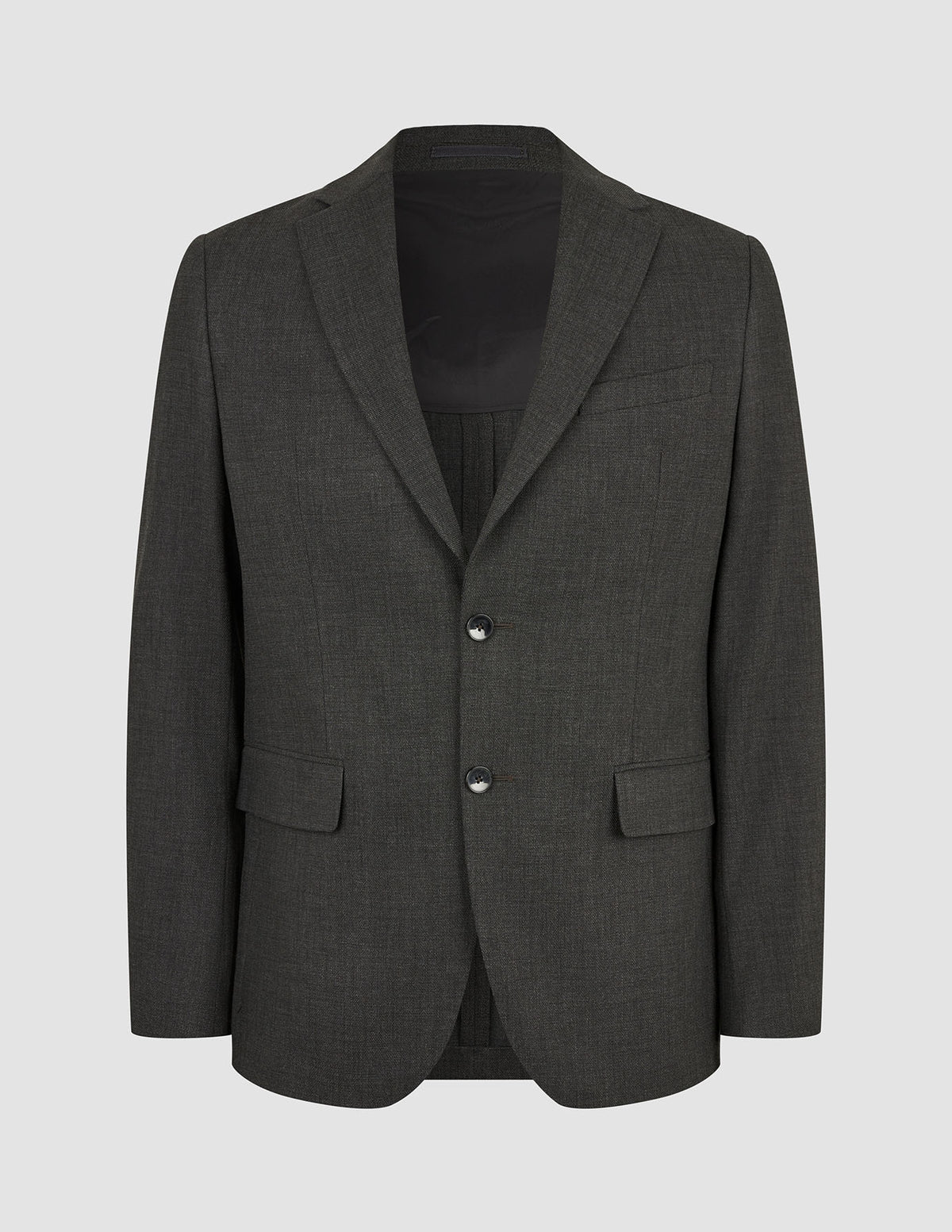 Motion Blazer Slim Pepper Grey: Skreddersydd, grå blazer med to knapper og klassisk hakket revers.