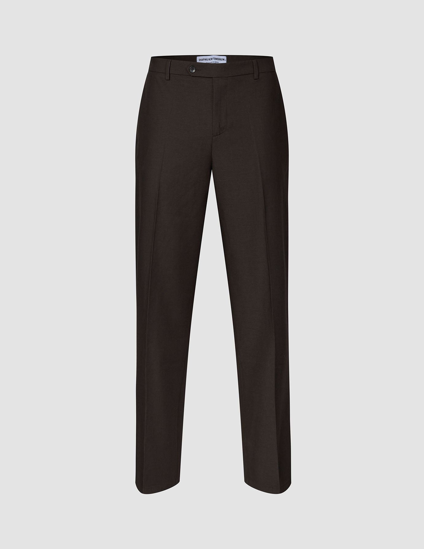 Motion Suit-bukse, avslappet passform, cognac: mørkebrune dressbukser med avslappet passform, pressede bretter og 360°-stretch.
