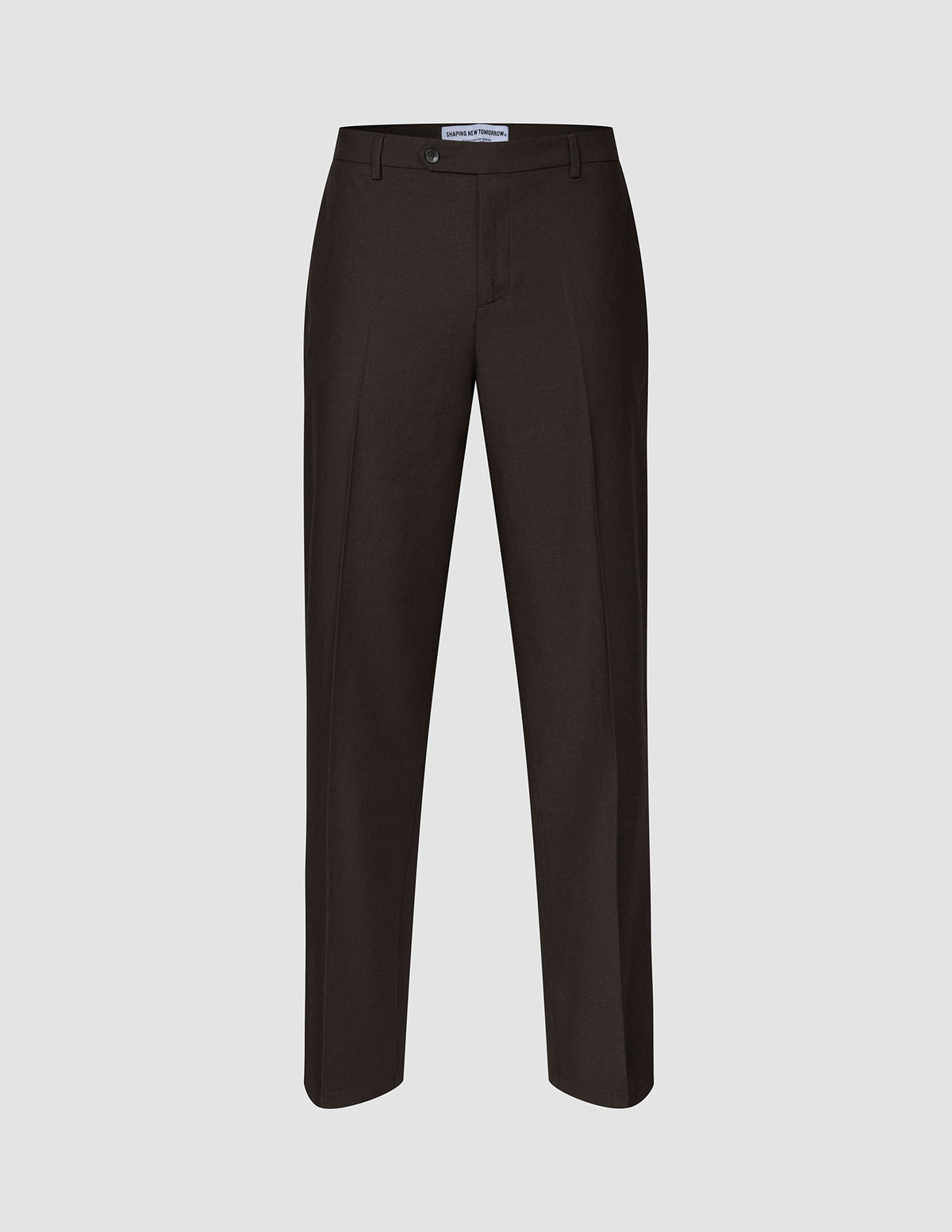 Motion Suit-bukse, avslappet passform, cognac: mørkebrune dressbukser med avslappet passform, pressede bretter og 360°-stretch.