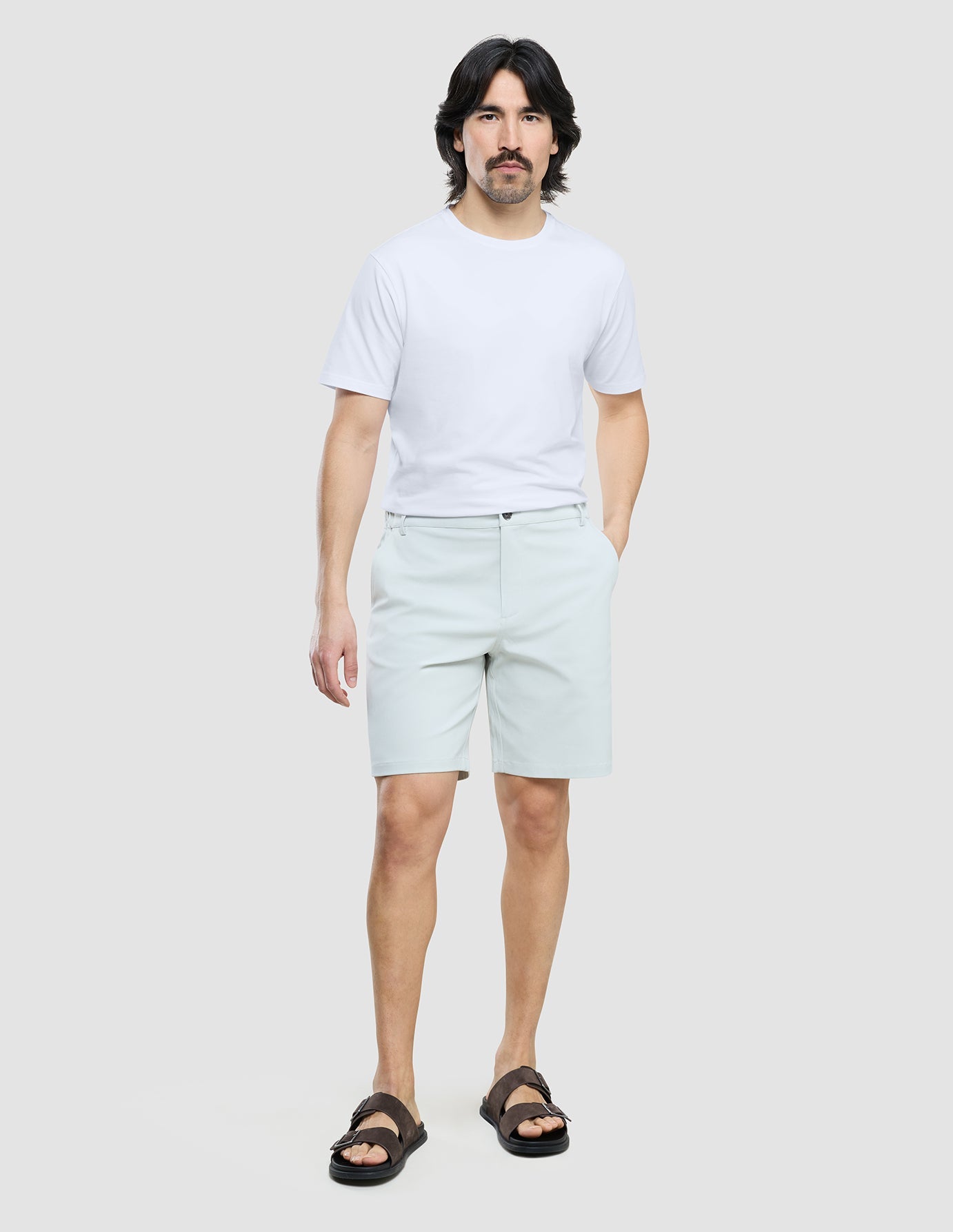 Refine Cotton Shorts Mint Grey