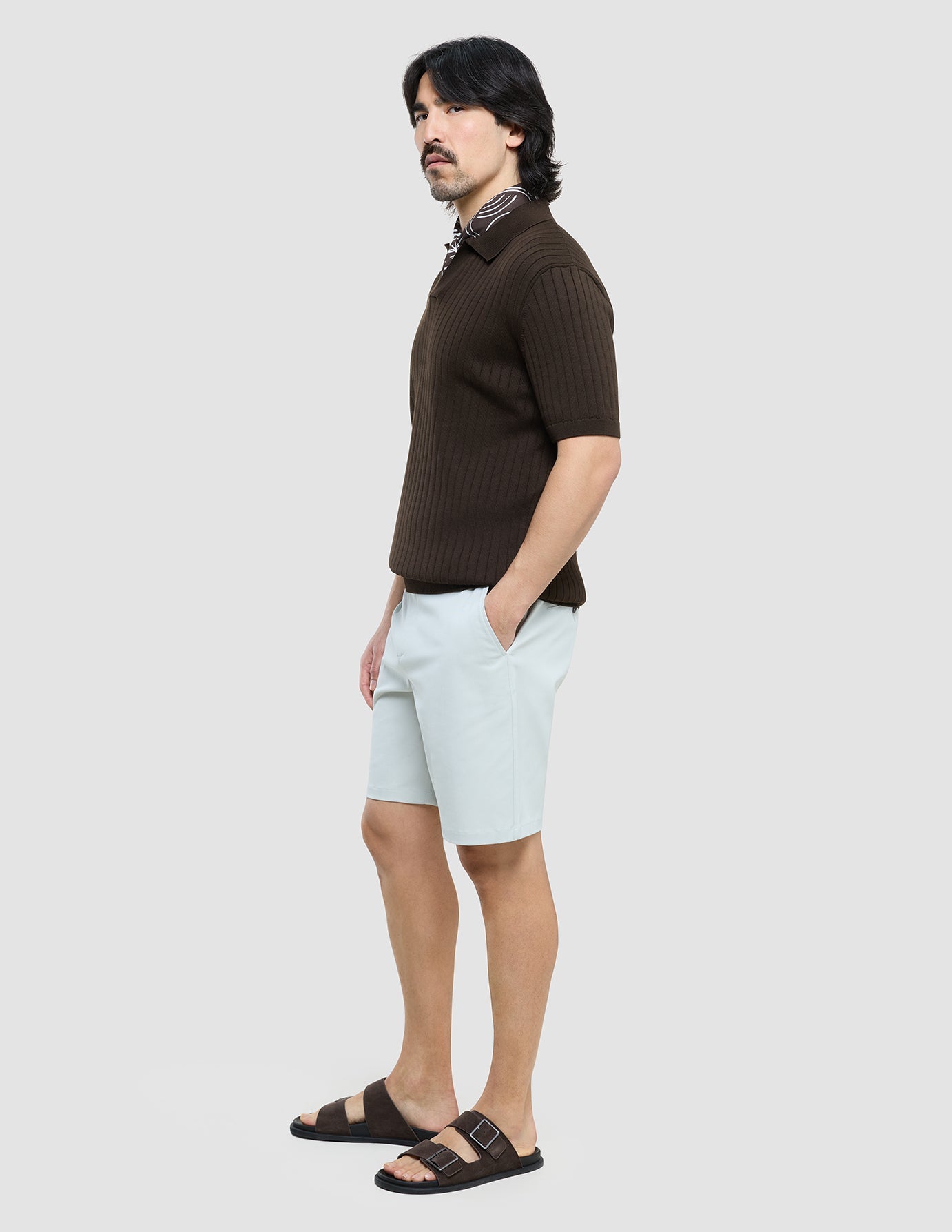Refine Cotton Shorts Mint Grey