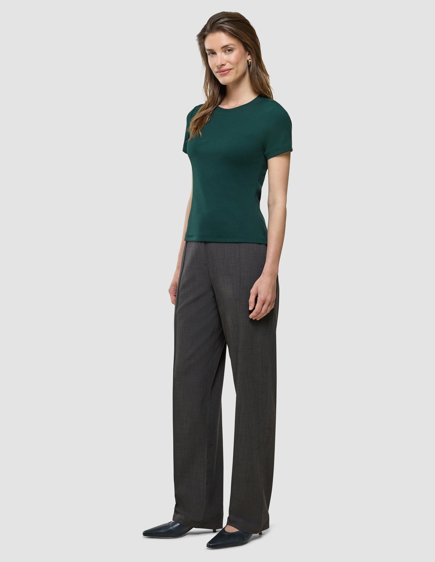 Women Rib T-shirt Evergreen