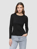 Women's Rib T-Shirt Long Sleeve Black